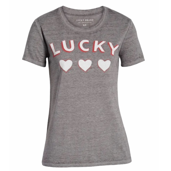 LUCKY BRAND T-Shirt Three Hearts Tee Grey - Picture 2 of 10